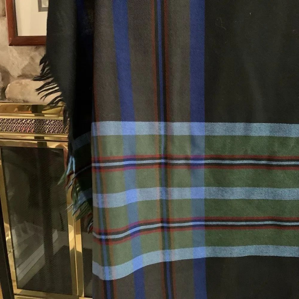 Navy plaid wrap. - Picture 4 of 7